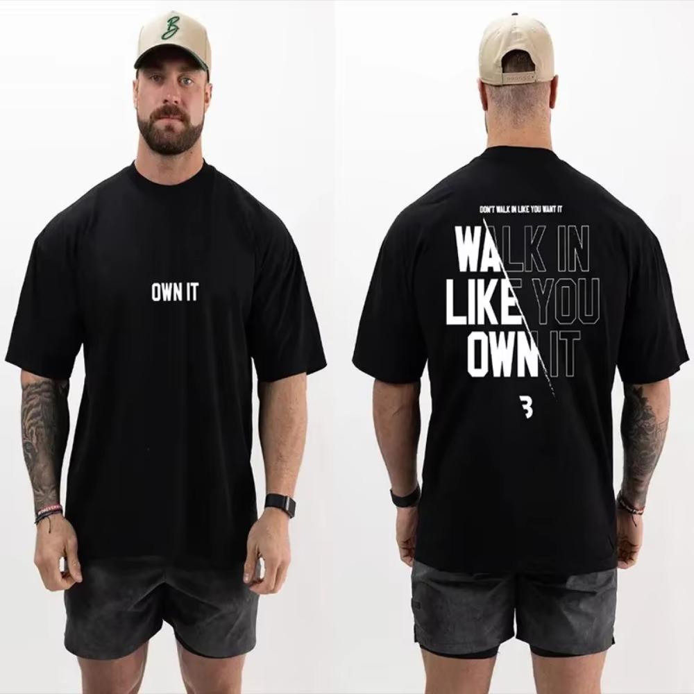 2023 Summer New Muscle Men's High Quality Cotton T-shirt Suitable for Gym Sports Leisure Street Comfortable Top