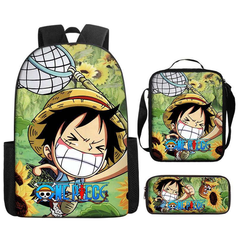 One Piece Piece Anime School Backpack With Air Cushion Straps And Durable Material For Children