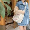 Stylish Rainbow Tote Bag Large Capacity Cotton Shoulder Bag For Women Daily Use