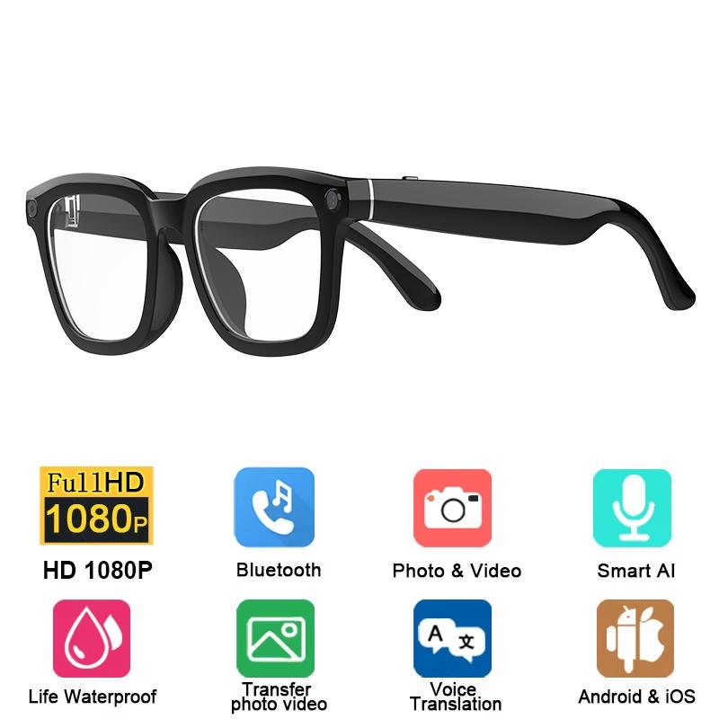 Smart AI Glasses Shooting Camera 1080HD Photo Call Translation Waterproof Bluetooth Sunglasses Touch Control Sun Glasses UV400