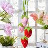 Knitted Car Rearview Mirror Hanging Ornament Car Interior Decoration Strawberry Pendant Daisy Lanyard Bag Pendant