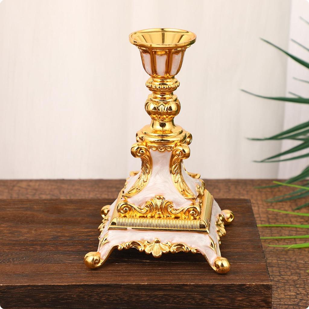 Candlestick Tone Tabletop Ornament Ornate Candle Holder for Decorators, Brides, Home Decor, Wedding,