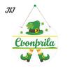 Decorative Clover Wooden Board St. Patrick's Day Door Sign, Luck Green Hat Themed Hanging Shamrock Ornament Plaque, Ornaments for Holiday Front Porch