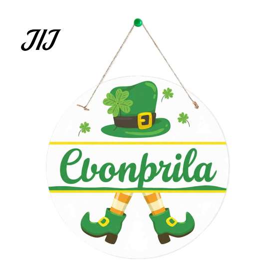 Decorative Clover Wooden Board St. Patrick's Day Door Sign, Luck Green Hat Themed Hanging Shamrock Ornament Plaque, Ornaments for Holiday Front Porch