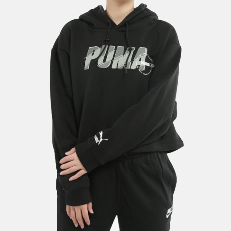 Puma Sweatshirts Women's Black Hooded Moderate Regular 596742-01