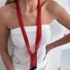 Böhmische mehrlagige handgefertigte Perlenkristall-Halskette mit ethnischen Quasten-Designs für Mode und Festivals