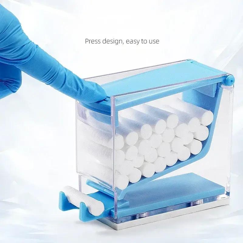 1PCS Dental Cotton Roll Box Cotton Roll Dispenser Bracket Top Press Type Hemostatic Cotton Roll Storage Box Dental Storage Box
