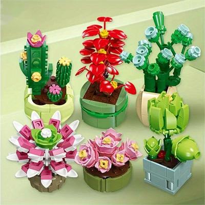 Pflanze Bonsai Topf Set konserviert Blumenstrauß Sukkulenten Modell Bausteine Kinder Puzzle DIY Spielzeug Ziegel Weihnachtsgeschenke