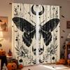 2PCS Digital Print Curtains, Gothic Moon Moth Floral, Gothic Mystic