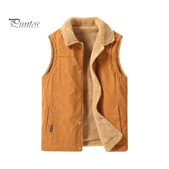 

Мужской зимний жилет с бархатной подкладкой, вельветовый жилет, пальто с лацканами, без рукавов, однобортный утолщенный жилет с карманами M