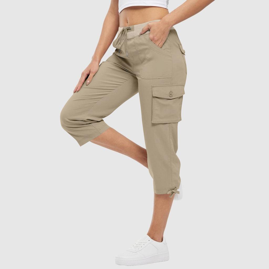 Womens Capris With Pockets Loose Fit Casual  Pants Dressy Lightweight Ladies Baggy Cargo Pants For Hiking