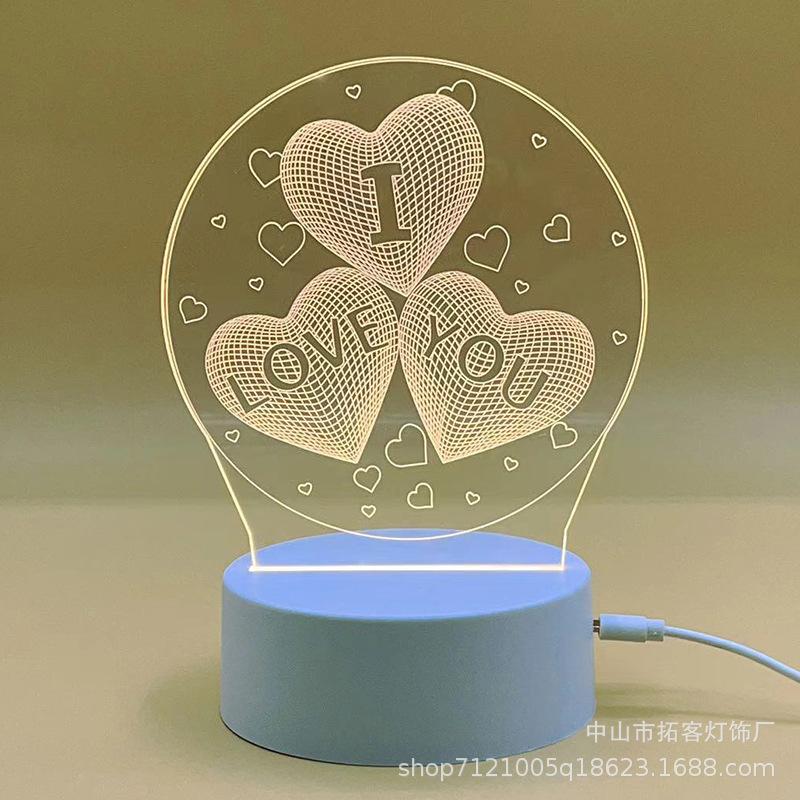 3D Bear Night Light USB LED Lamp – Acrylic Cute Animal Mood Light for Bedroom Desk Shelf, Christmas Birthday Wedding Gift for Her Him