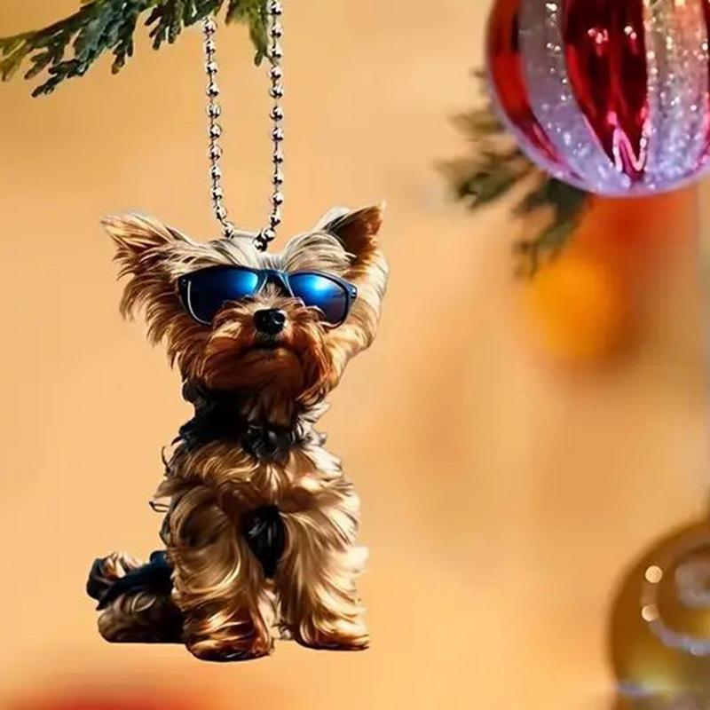 Hunde-Auto-Ornament, 2D-Acryl-Auto-Rückspiegel-Ornament, süßes Ornament, Auto-Anhänger für Auto, Tasche, Wohnzimmer, Schlafzimmer