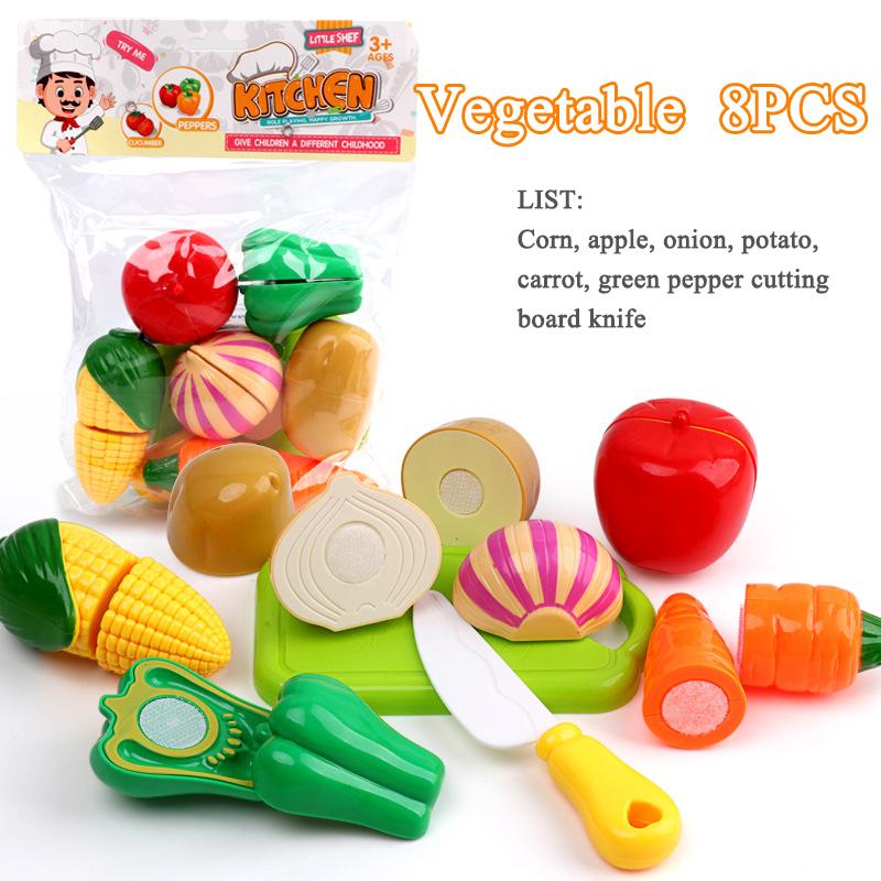 Children Kitchen Pretend Play Set Simulation Cutting Fruit Vegetable Food Cooking Miniature Thing Interactive Girl Kid Gift Toy