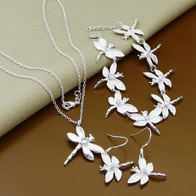 Boutique Jewelry Set Dragonfly Pendant Necklace Bracelet Earrings