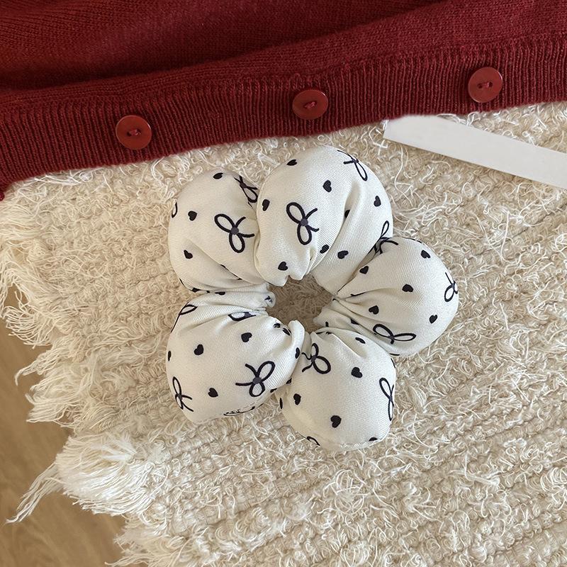 1PC Little Flower Hair Band Party Red Black Filled Cotton New Love Bow Plaid Intestine Ring Hair Accessories Hair Rings Girls