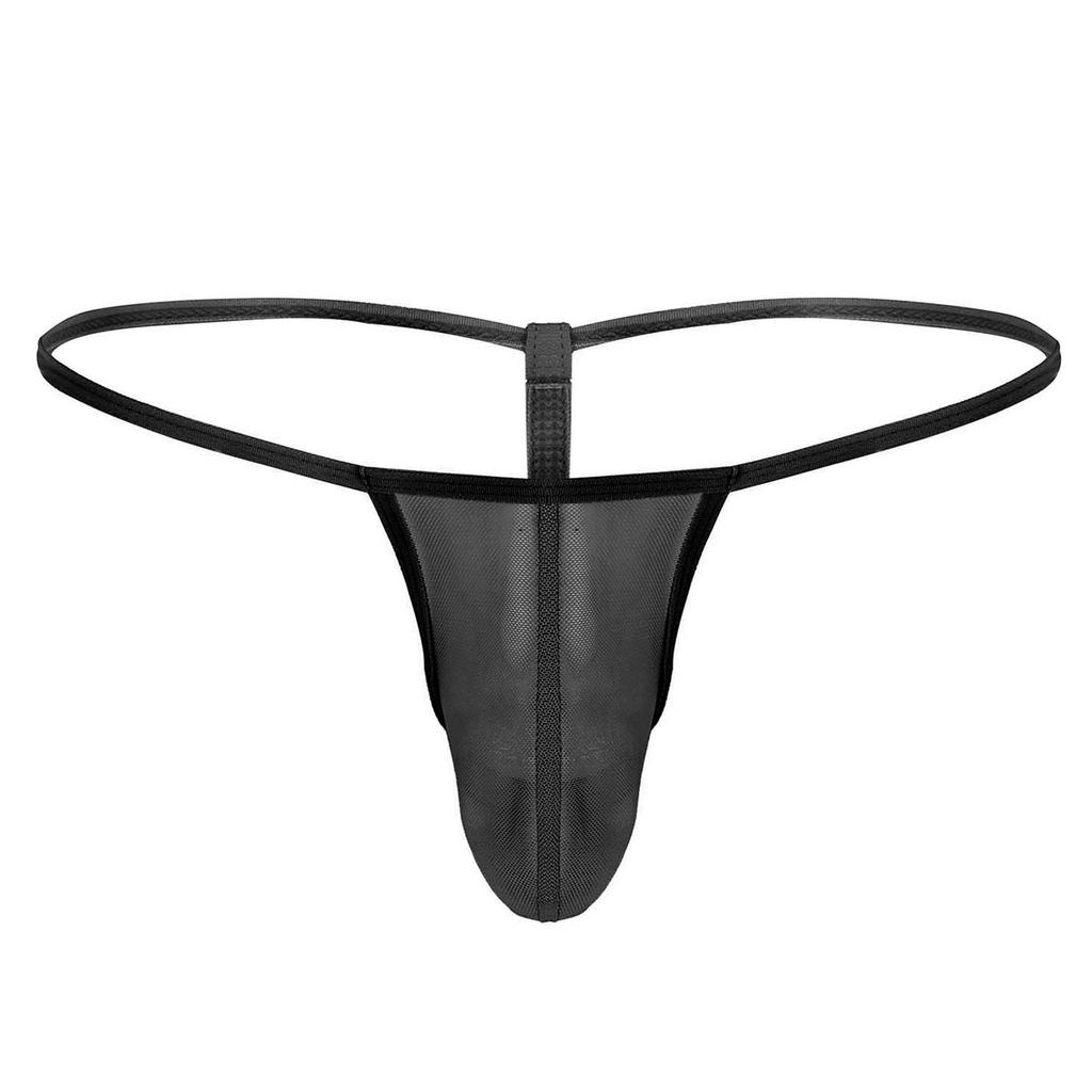 Men's See Through Thongs G-String Low Rise Underwear T-Back Bikini Briefs