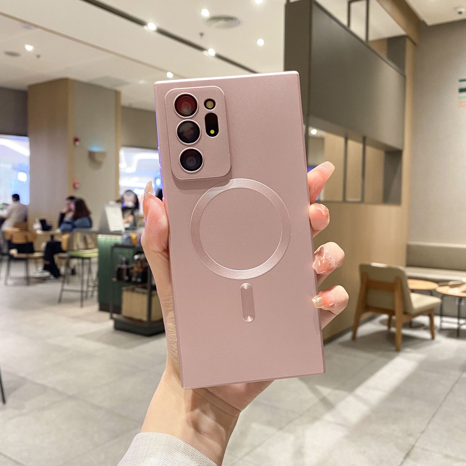 Suitable for electroplated Samsung magnetic mobile phone case Samsung S25 Samsung S22 mobile phone case Samsung NOTE20 solid color soft case samsung s25