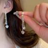 Elegant Rhinestone & Pearl Heart Tassel Earrings - Chinese Style Fashion Jewelry