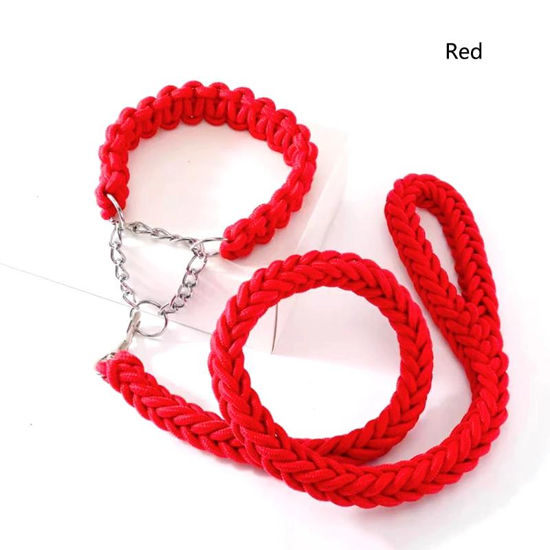 

130см Сверхпрочный Грубый Нейлоновый Поводок для Собак Армейский Зеленый Канвас Двухрядный Регулируемый Собачий Ошейник для Средних Крупных Собак Набор Поводков Dia. 2.0cm красный