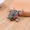 Blucome 3 Colors Choose Rhinestone Frog Brooches for Women Vintage Fashion Animal Pin Cute Vivid Carton Style Jewelry