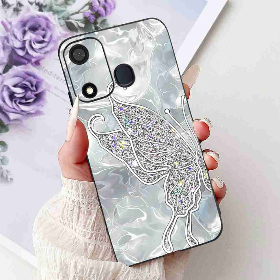 Fashion Butterfly For Itel A27 A27 Case Soft TPU Silicone Black Cover For Itel A27 ITEL P17 Luxury Flower Protective Casing Bags