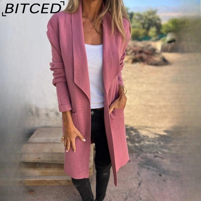 

BITCED Women s Fall/Winter Mid-Length Knit Cardigan Lightweight Wool Blend Jacket XXXXXL рожевий