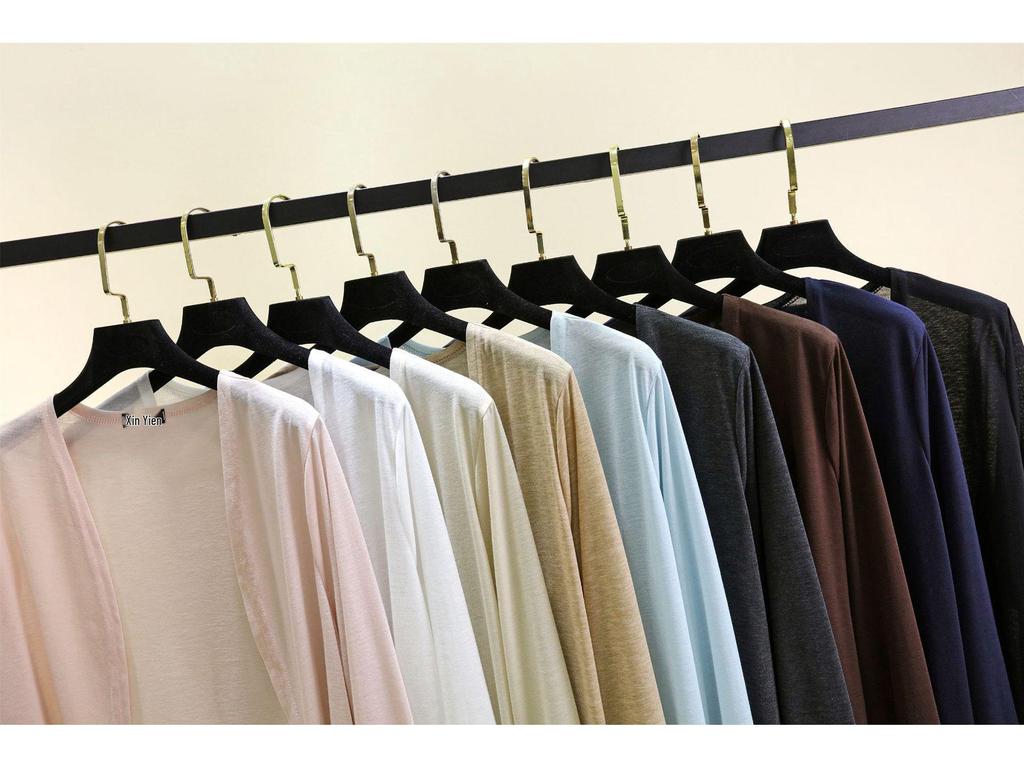 Dámský lehký kardiganový šál s dlouhým rukávem na jaro/léto 2025 - Slim pletená klimatizační bunda