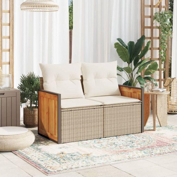 VidaXL Garden Sofa with Cushions 2-seater Beige Braided Resin 366084