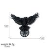 Vintage Viking Black Crow Necklace Odin Raven Compass Rune Pendant Keychain for Men Women Gothic Jewelry