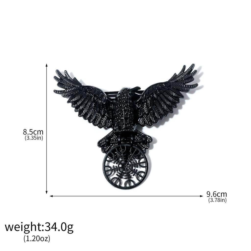 Vintage Viking Black Crow Necklace Odin Raven Compass Rune Pendant Keychain for Men Women Gothic Jewelry