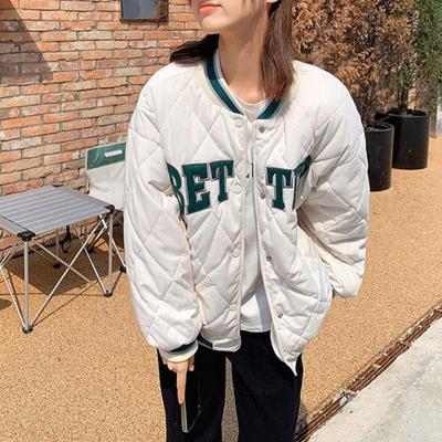 Manteau matelassé Vintage pour femme, veste surdimensionnée, ample, vêtements d'extérieur pour couple, lettres chaudes Argyle, automne hiver