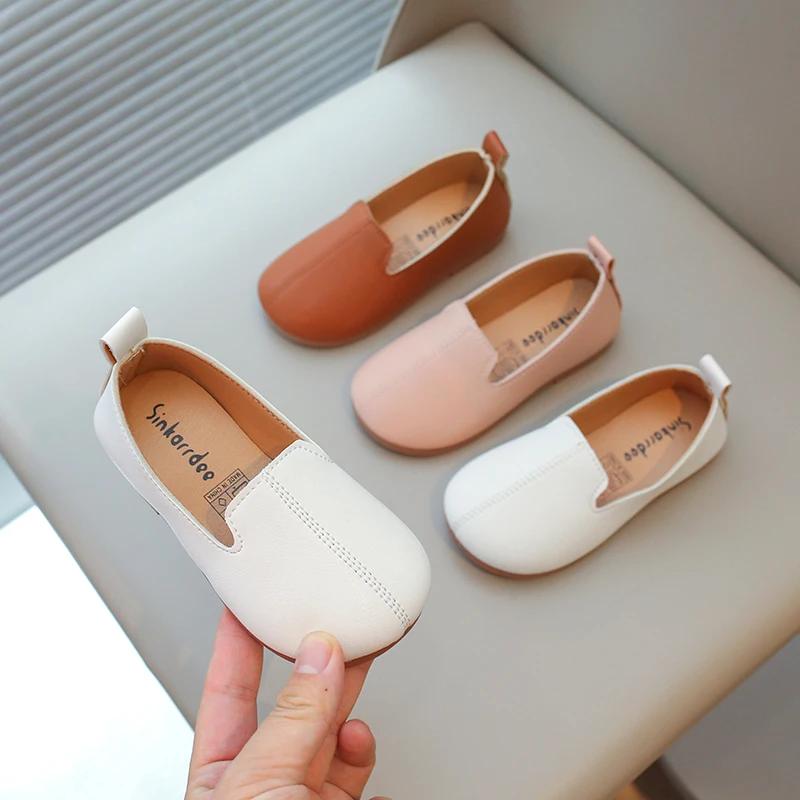 Kids Casual Shoes for Girls Slip-on Leather Flats Moccasins Children Loafers Toddlers Boys Flats for Wedding Party Soft Classic