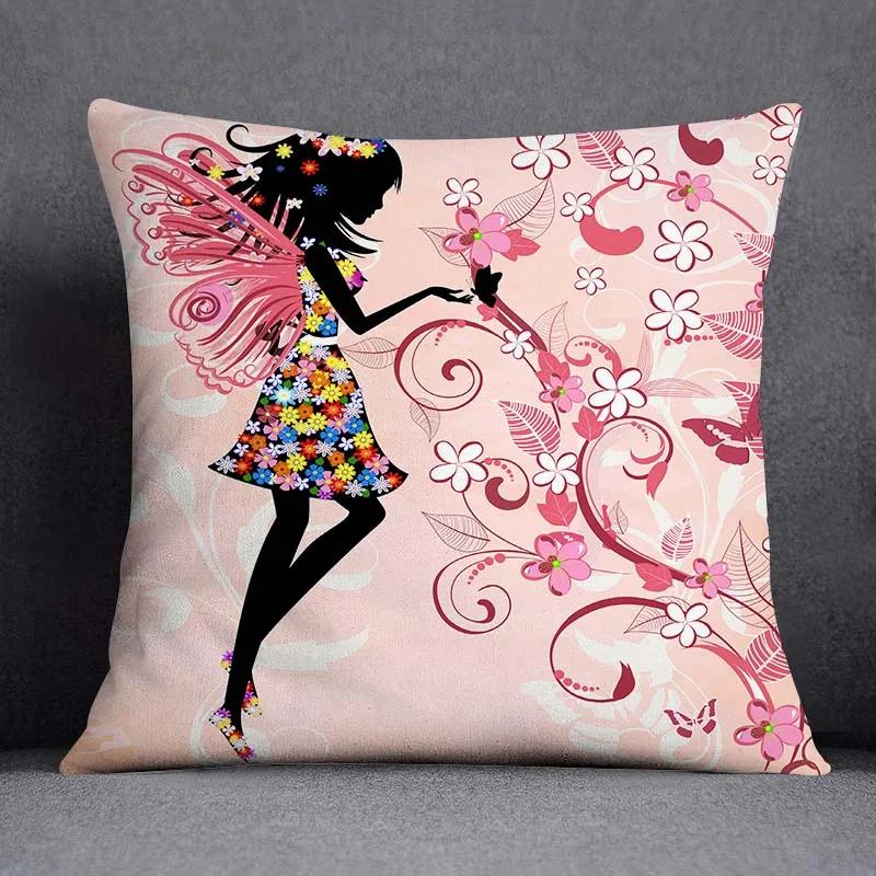 Juste De Coussin Carrée À Motif Papillon, Taie D'oreiller, Série Rose, Décoration De Bureau À Domicile