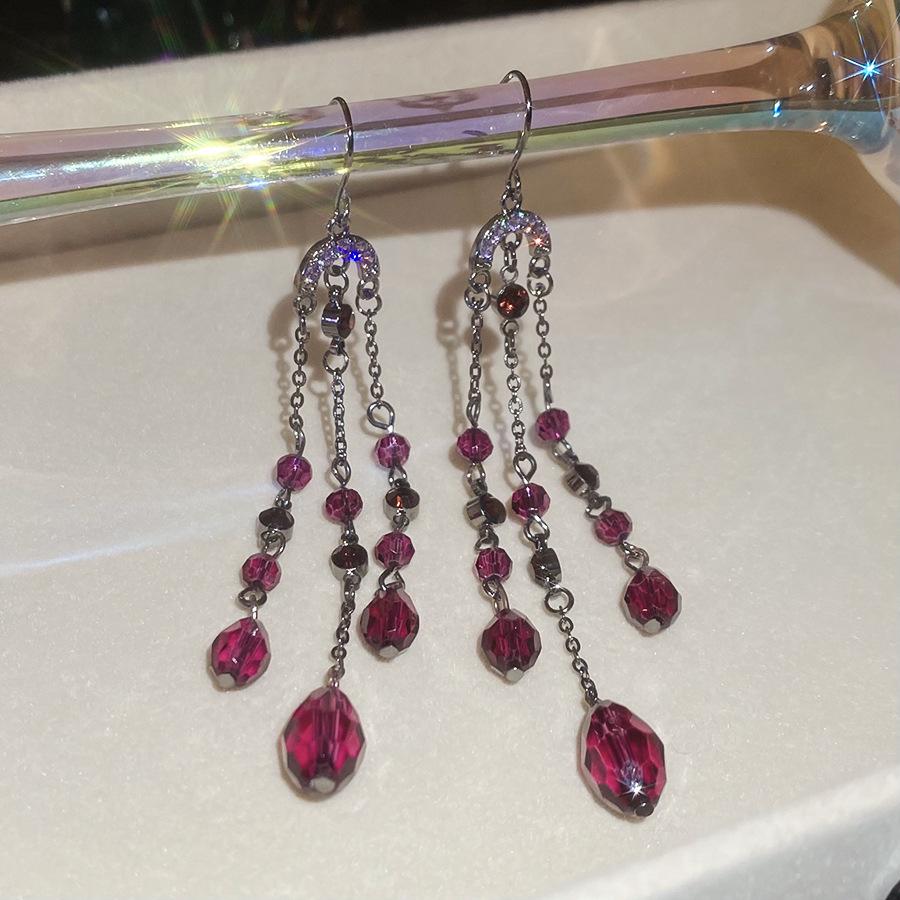 Европейско-американские серьги-крючки с кисточкой из стеклянных бусин и страз: Ретро-серьги в дворцовом стиле, роскошные