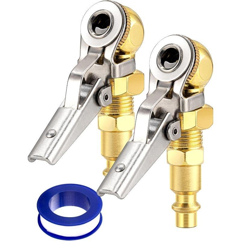 2-Pack 1/4 Inch Female NPT Closed Ball Tire Inflator with Clip, Locking Quick Connect, Clip-On Air Chucks for Truck RV Auto Car Air Compressor