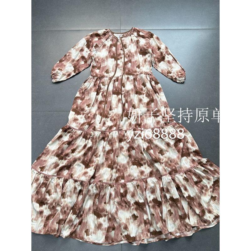 Export Printing and Dyeing round Neck Shirt with Half Sleeve Elegant Comfortable Lace Patchwork Rope Large Maxi Dress