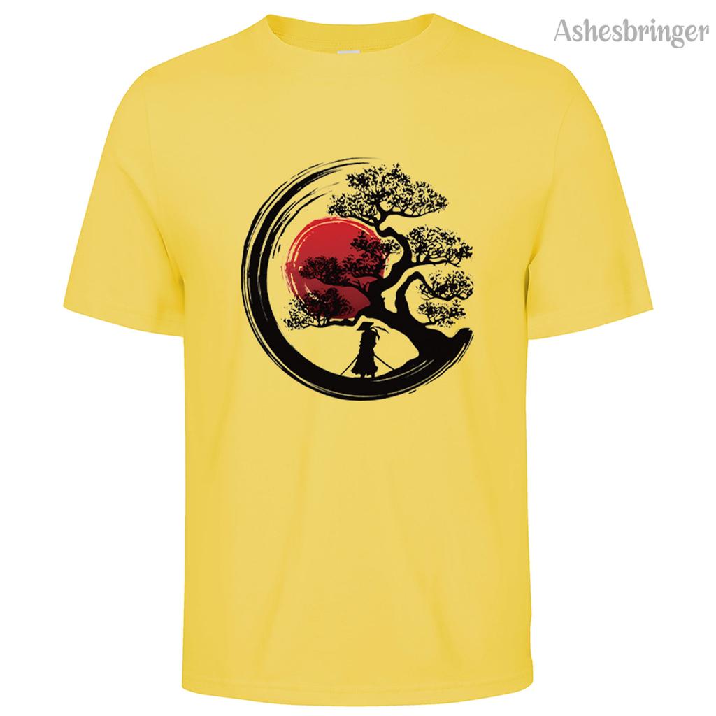 Men's Summer Japanese Samurai Graphic Printed T-Shirt Casual Style Tops for Men and Women Tidal Current Sports