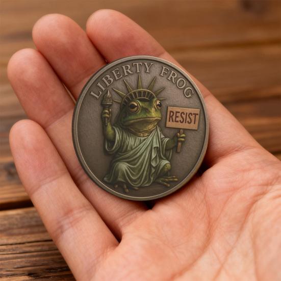 Yousheng Portland Frog Coin Bronze Liberty Frog Challenge Coin Collectible Frog Resist Coin Symbol of Courage Inspirational Gift for Collectors Art