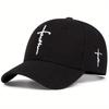 Unisex Embroidered Faith Cross Faux Wool Baseball Cap – Sun Protection Duckbill Hat for Outdoors