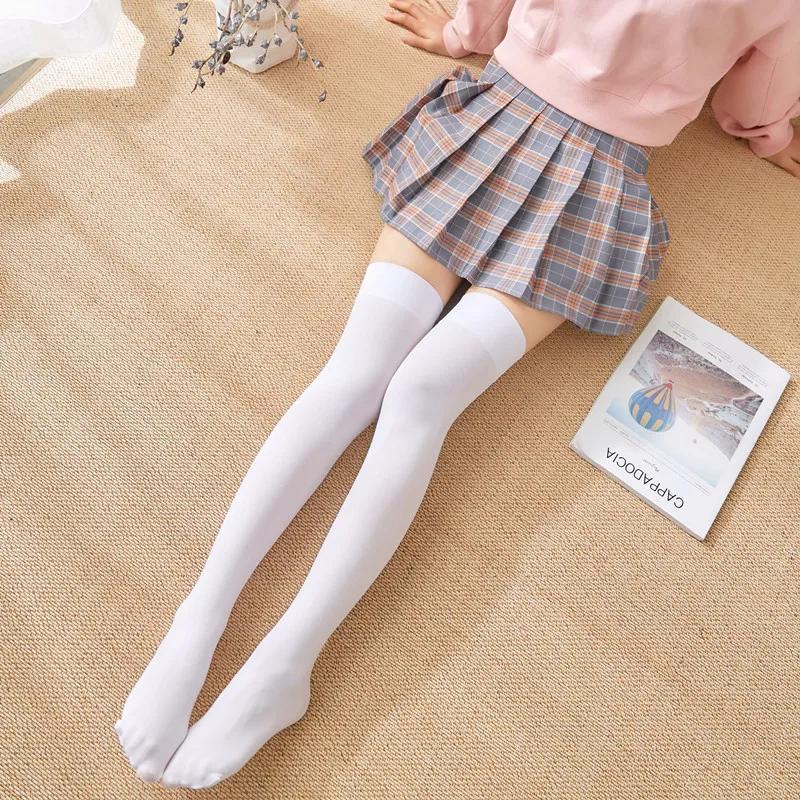 Gestreifte Mädchen Damen Overknee Oberschenkelhohe Strümpfe Für Damen Warm Student Style Mode Knie Schwarz/Weiß Kawaii Lange Socken L(55cm) gray