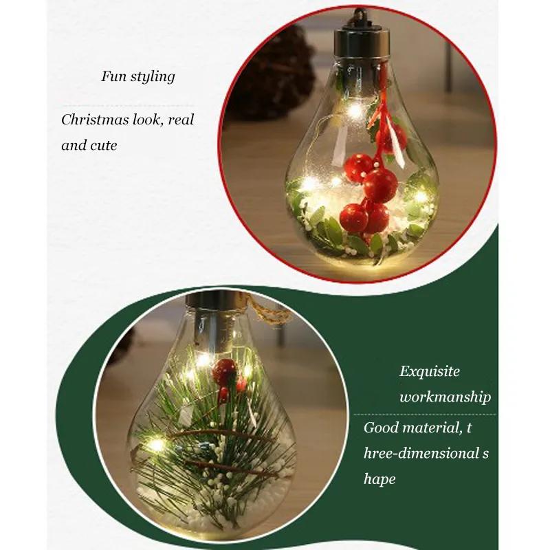 1Pc Christmas LED Bulb Decorative Hanging Light Christmas Ornaments Home Party Wedding New Year's Decor Transparent Night Lamp