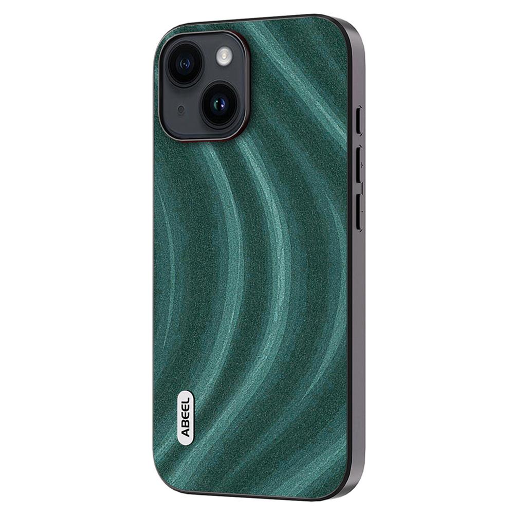 

ABEEL Milky Way Series Phone Case for iPhone 15,PU Leather Coated PC+TPU Anti-drop Cover Green