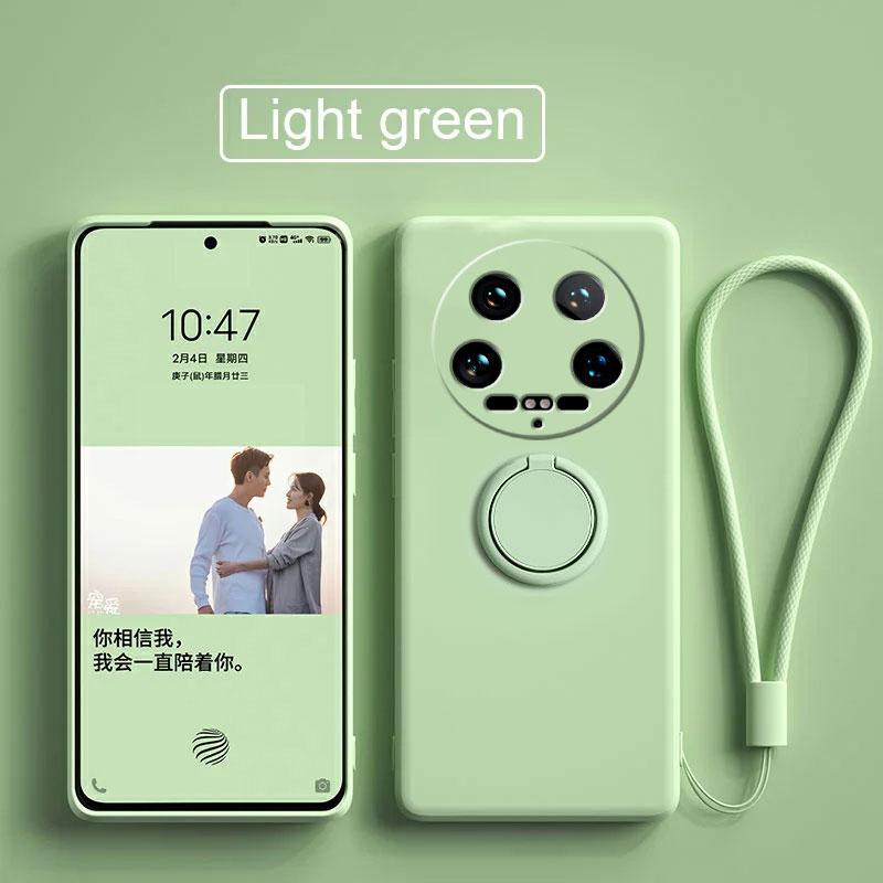 Case Fro Xiaomi 14 Ultra Liquid Silicone Ring Holder Soft Phone Cover for Xiaomi 14 Ultra Shockproof Back Fundas Xiaomi 14Ultra