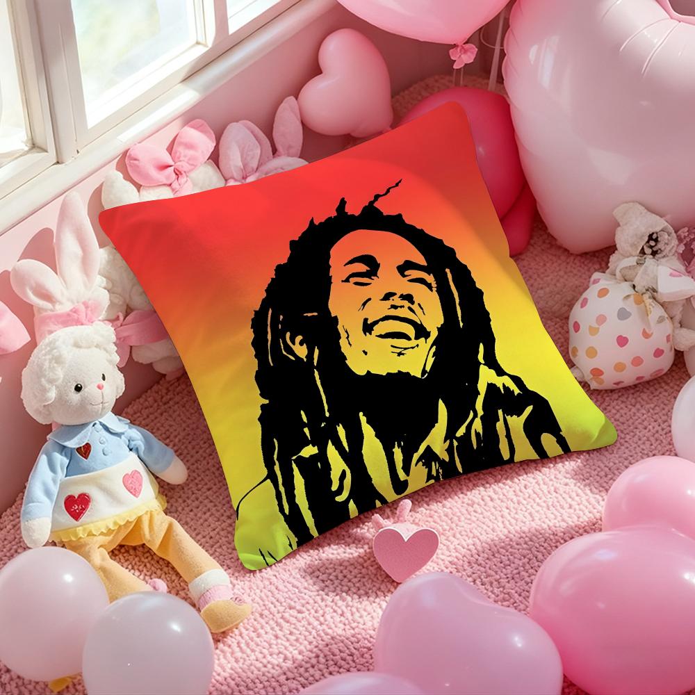 B-Bob M-Marley Chanteur Housse de Coussin Motif Imprimé Taie d'oreiller Pour Salon Canapé Housse de Coussin & Décoration de Chambre à Coucher