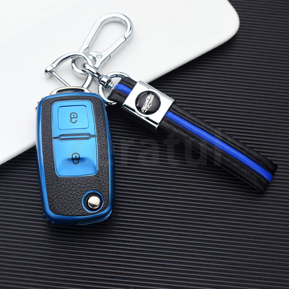 rmwpf7 2/3 Buttons TPU Leather Car Key Case Cover Shell Fob Bag for VW Volkswagen Polo Tiguan Passat Golf Jetta Lavida Skoda Octavia