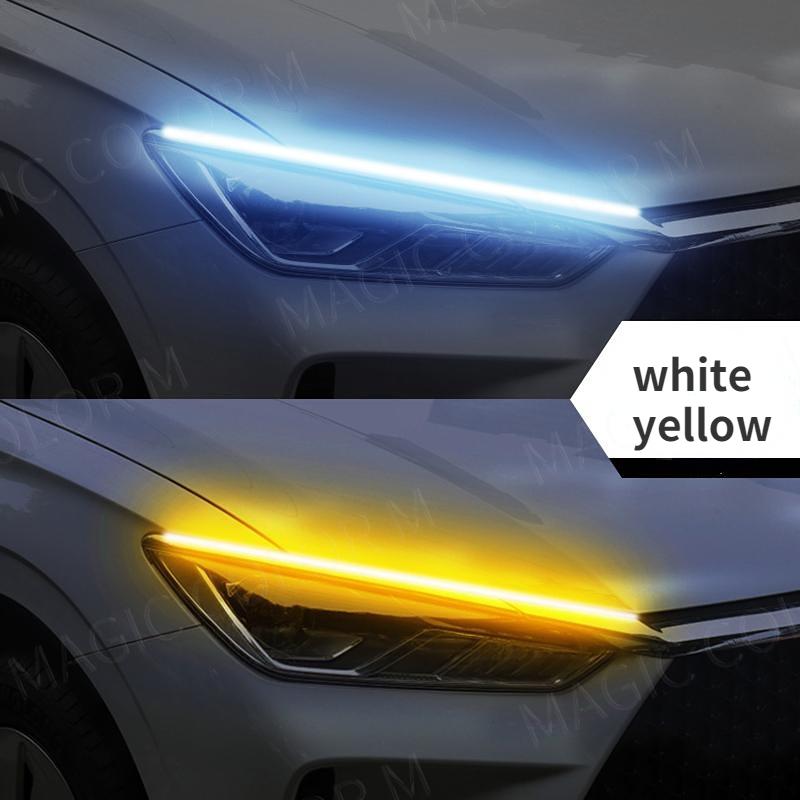 2 PCS Car Lamp Accessories DRL Car Flexible LED Daytime Running Lights Turn Signal Lamp Headlight Waterproof Light Strip