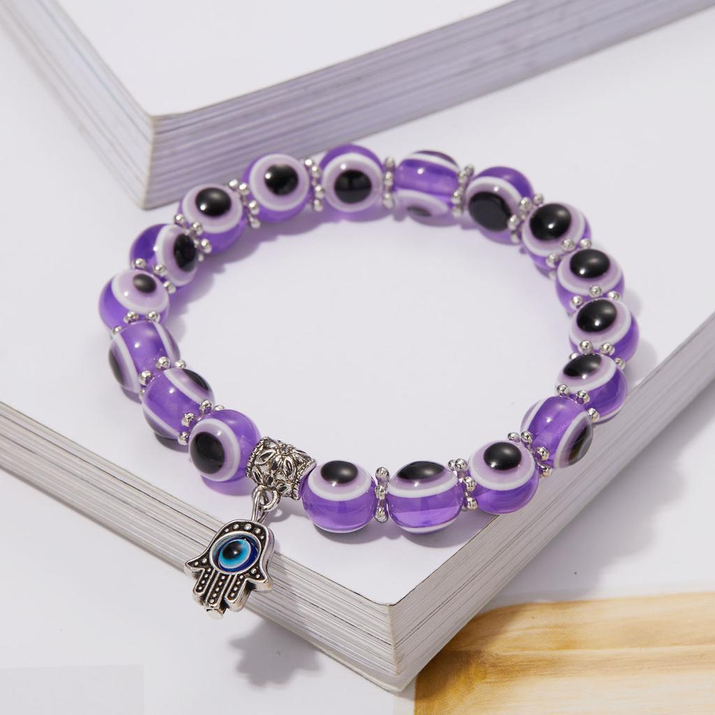 Lucky Turkish Evil Eye Beaded Bracelet 2026 New Design Colorful Eyes Fatima Hand Pendant Bracelets For Women Men Couple Jewelry