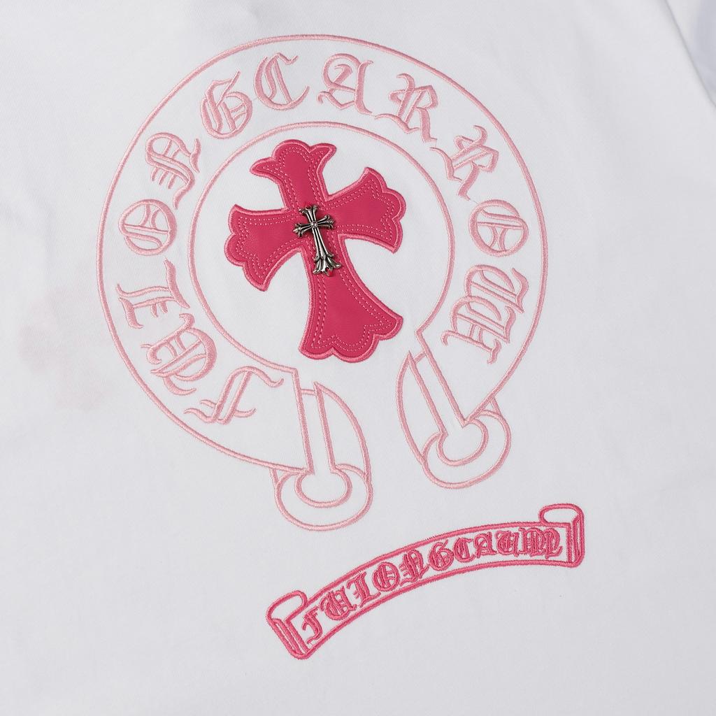 9988 CHROME HEARTS 2025 Summer New High Quality Cotton Round Neck Loose Large Size Men's and Women's T-shirt Couple T-shirt