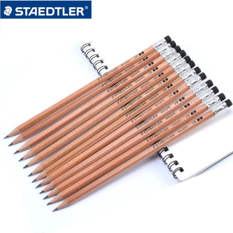 Staedtler Eco-Friendly Hexagonal Wood Pencil with Eraser (HB, 2B) - Original Student/Office Edition 2B